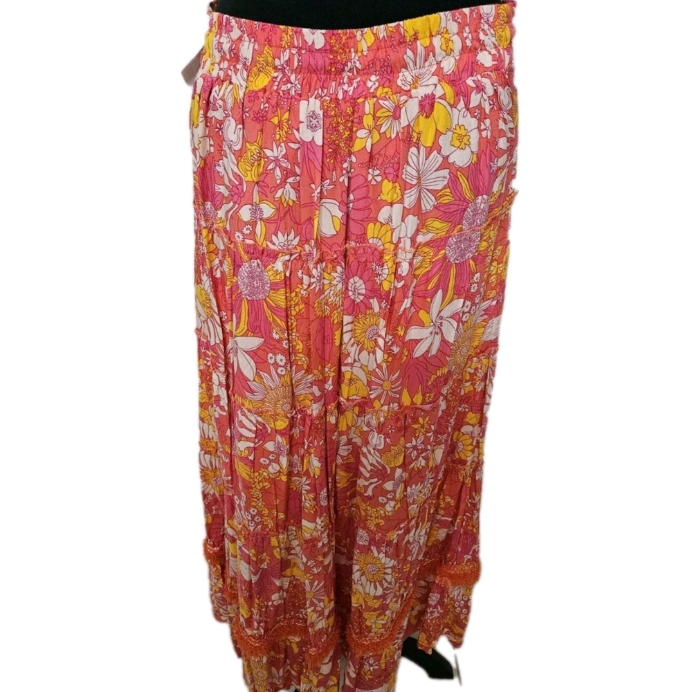 Floral Maxi Skirt in Orange mutlicolor-Size Medium - Picture 9 of 16